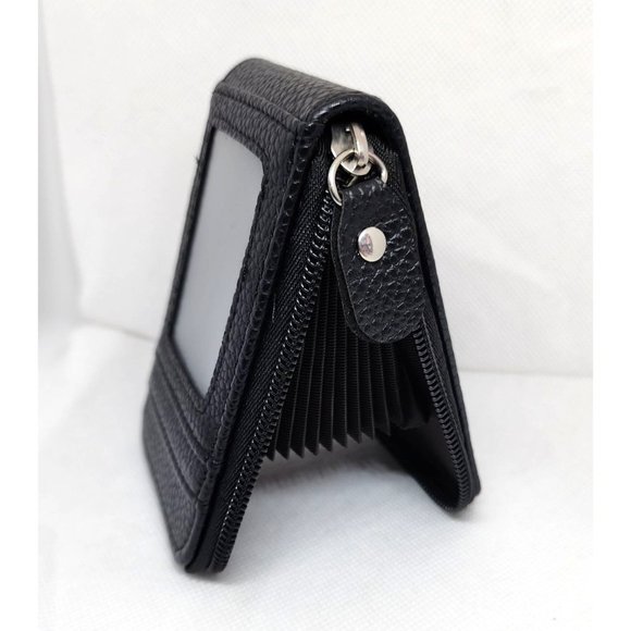 Black Mini Credit Card Case - Multi Card Slot Card Holder Wallet with ID Window - Picture 7 of 14